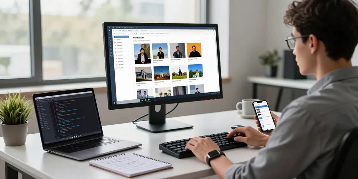 Free AI image detector interface displayed on a modern workspace monitor, highlighting image analysis.