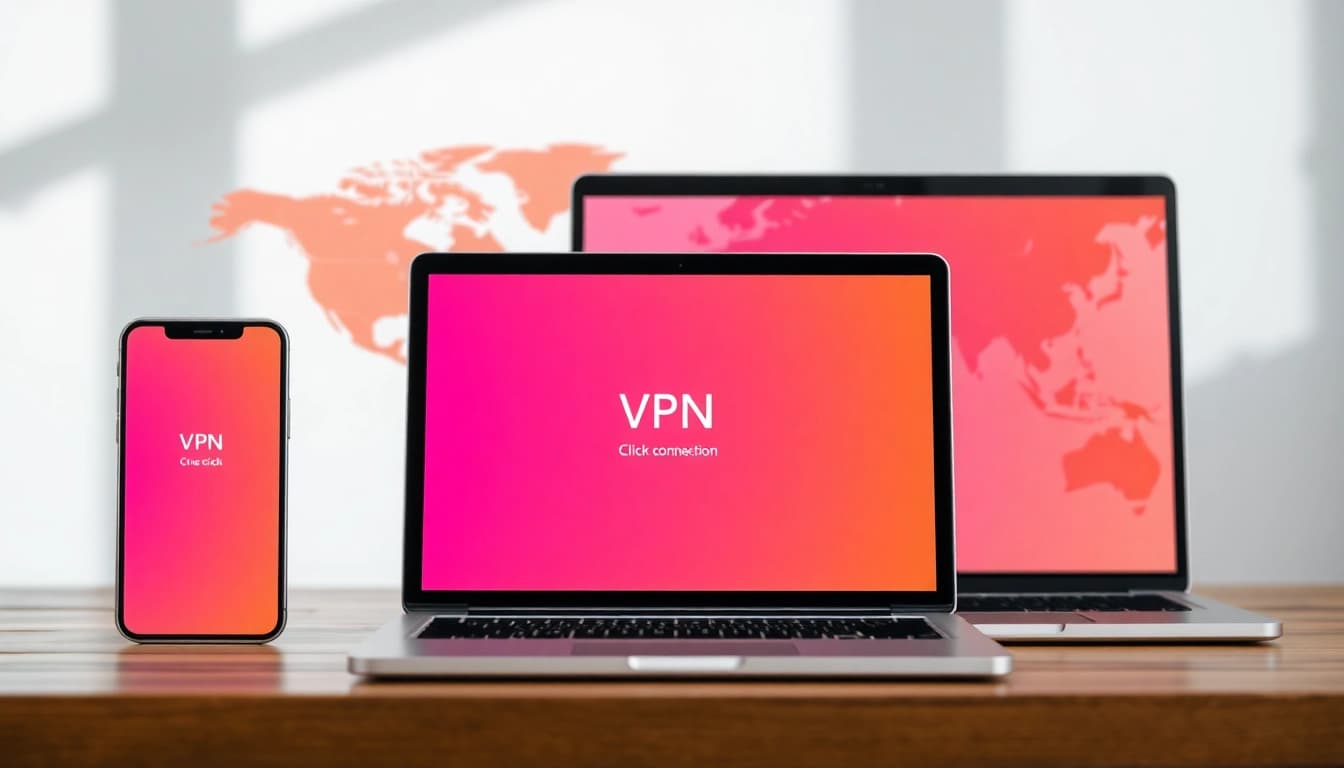 快连下载 展示VPN应用界面在多设备上实现全球连接。