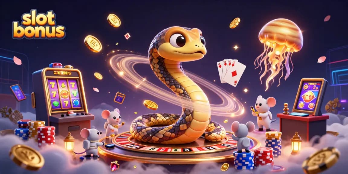 Spin the slot bonus with a vibrant 3D casino scene featuring unique elements and characters.