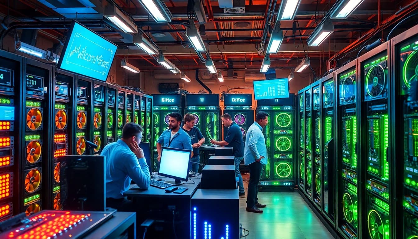 Dynamic scene of a high-tech mining operation representing the best crypto mining site.