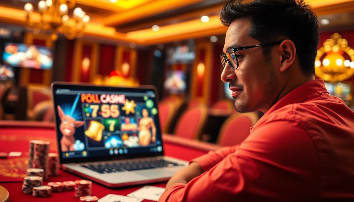 Experience the thrill of the best online casino Canada with a gambler at an elegant gaming table.