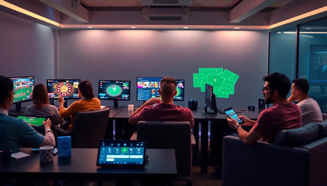 Dynamic online gaming experience at https://whycazino.com with players enjoying poker and sports betting.