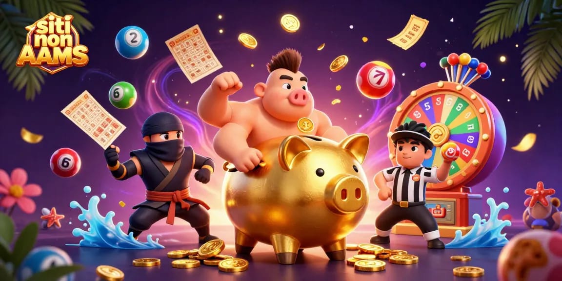 Immagine dinamica di un casinò digitale con il piggy bank e personaggi interattivi, siti non AAMS in primo piano.