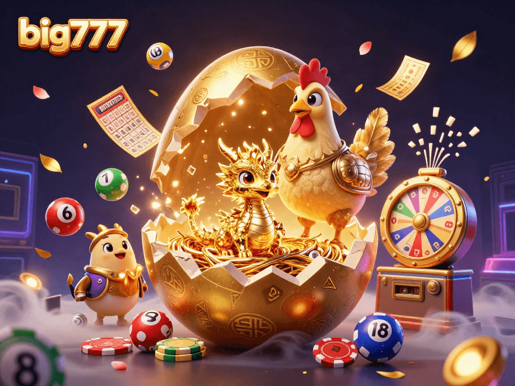 Experience big777 action with a golden dragon and vibrant casino elements in a dynamic scene