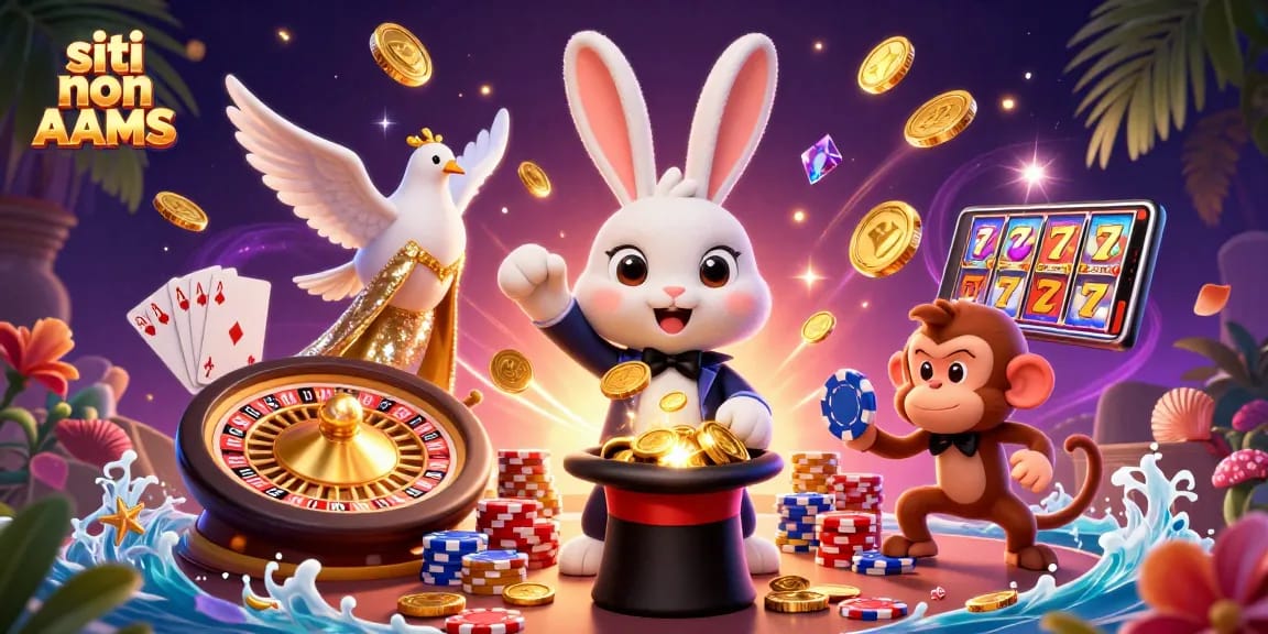 Giocando nei siti non AAMS, un mago e un pappagallo rilasciano monete d'oro ai tavoli da gioco.