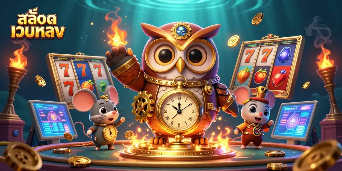 Engage with exciting สล็อตเว็บตรง slots featuring vibrant reels and cartoon characters.