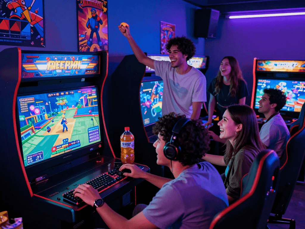 Enjoy engaging with free porn games in a vibrant arcade atmosphere with friends.