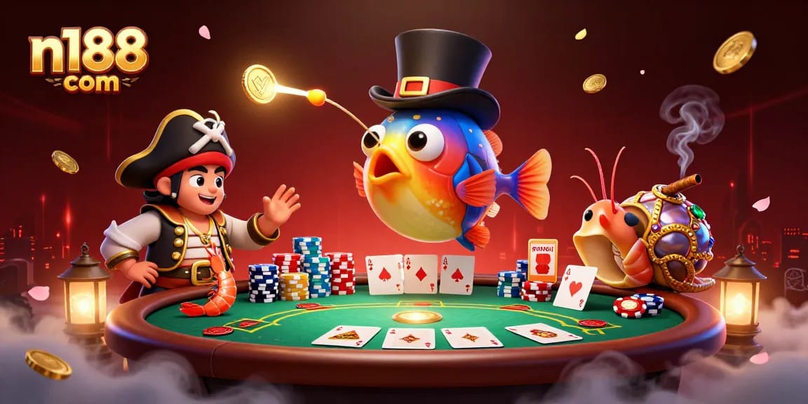 Win big with n188 com in this vibrant underwater casino scene full of treasures and gambling excitement.