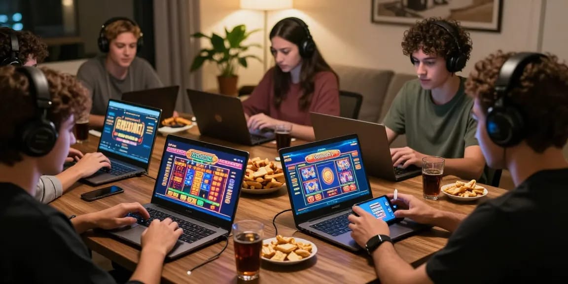 Players engaged in Garuda303 login, enjoying online games in a cozy setting.