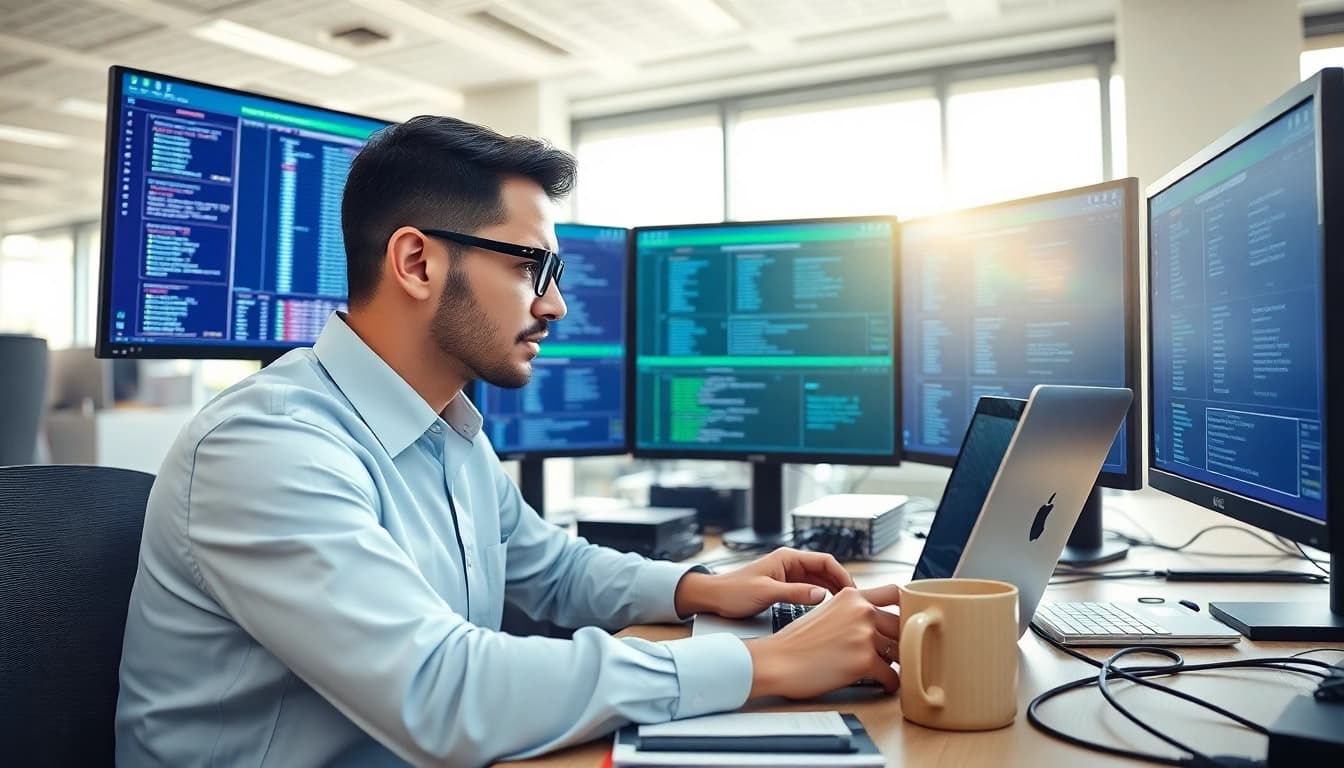 Optimize remote patching and monitoring for endpoints with a professional technician in an advanced tech setup.