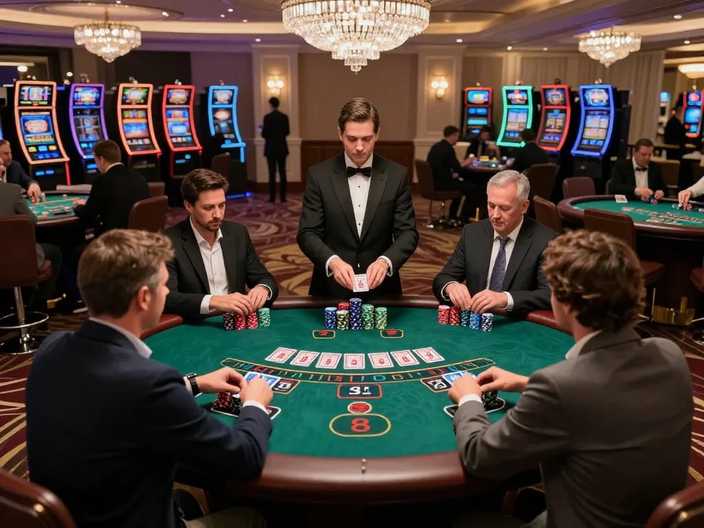 Players engaged in an exciting blackjack game at casino esteri per italiani showcasing strategic gameplay and vibrant atmosphere