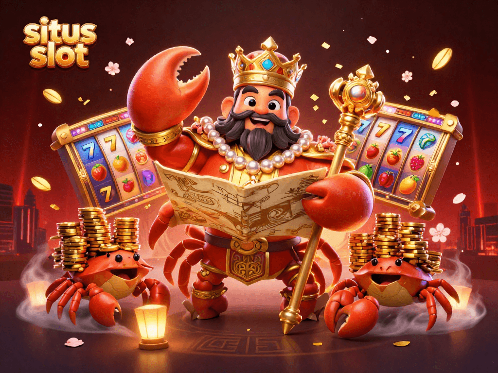 Menangkan situs slot dengan keceriaan raja kepiting emas dan simbol keberuntungan di sekitarnya.