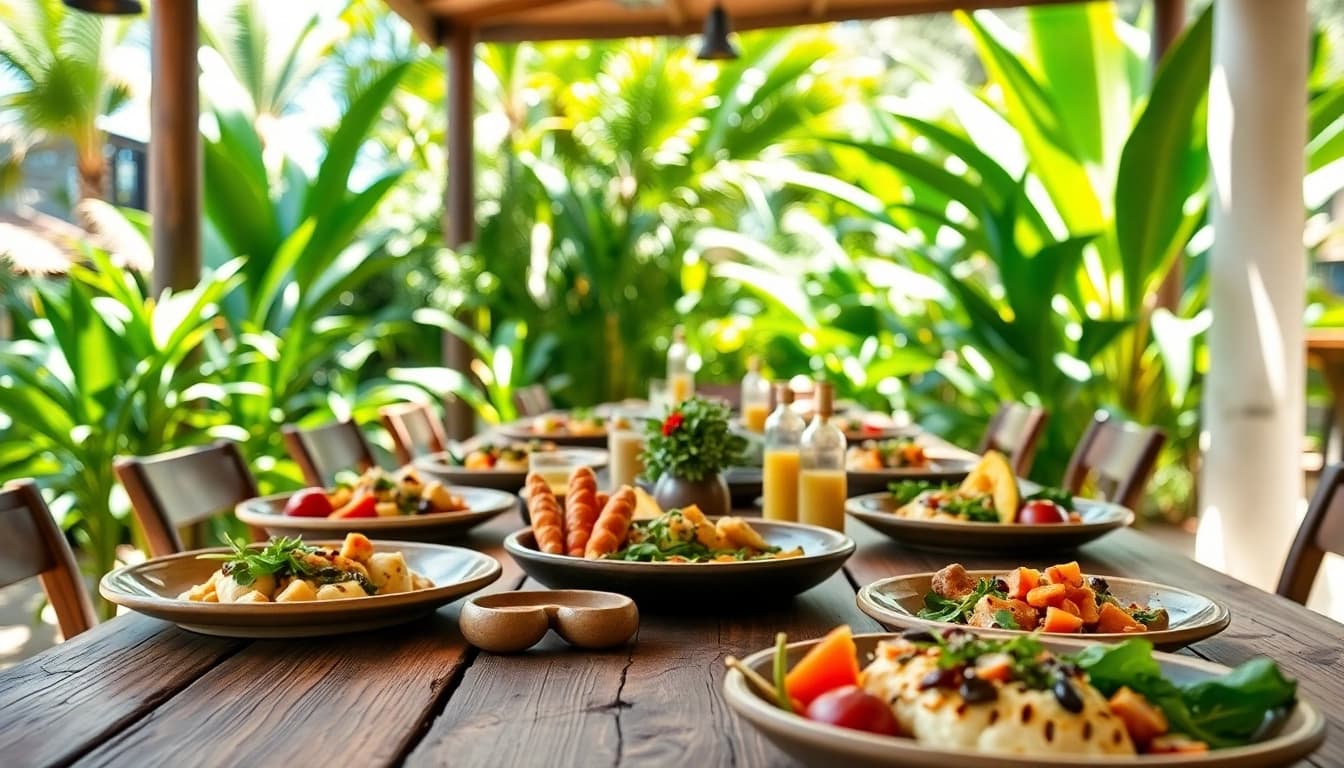 Delicious farm-to-table restaurants Cabo featuring fresh, local produce and a vibrant outdoor setting.