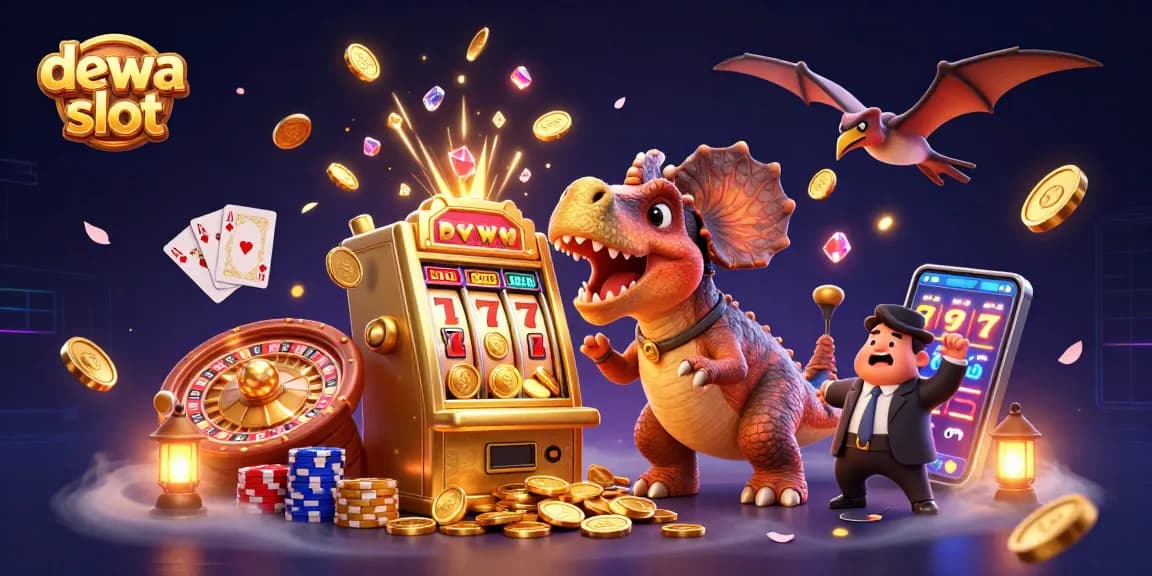 Permainan dewa slot memicu jackpot coins saat kepala pachycephalosaurus menerjang mesin slot.