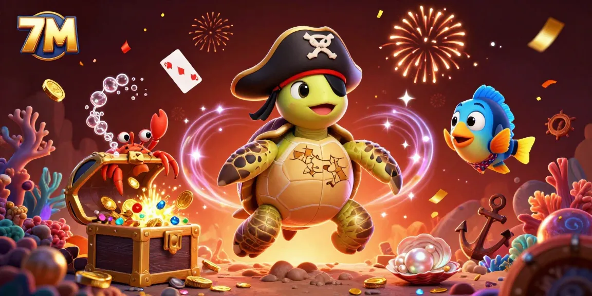 Betting on 7M games with animated pirate-themed characters and casino elements.