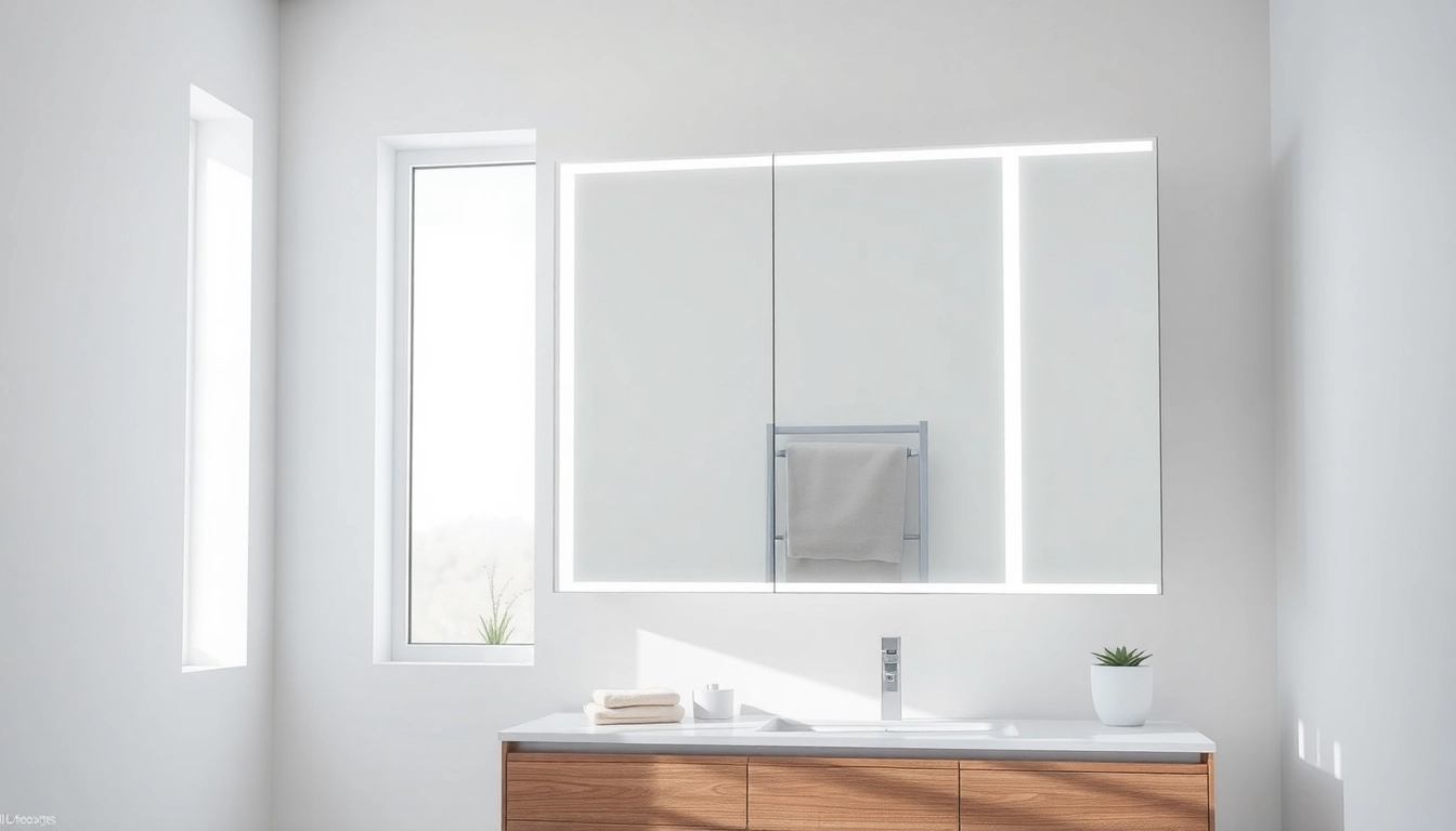 Illuminate your space with a stylish led bathroom mirror Cabinet featuring integrated lighting.