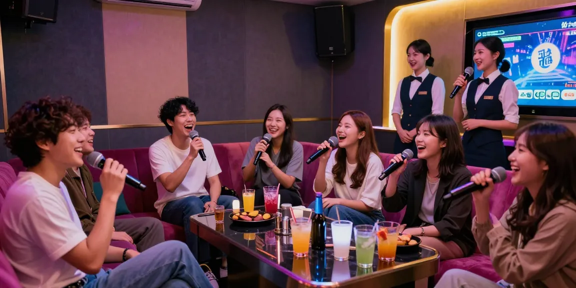 Incheon쓰리노 entertainment scene with friends singing and enjoying drinks