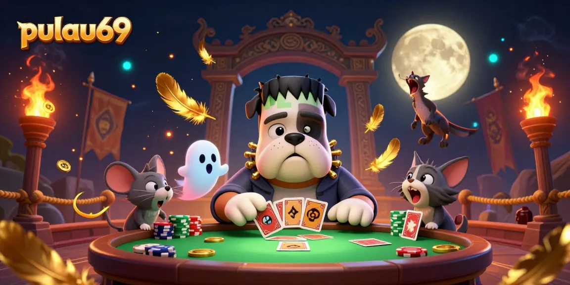 Experience dynamic casino action with pulau69 as characters deal cards in a vibrant 3D scene.