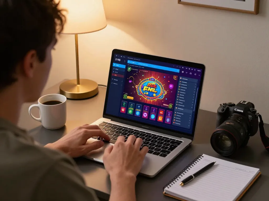 Player enjoying strategic online gambling at home on vip99win app, showcasing betting notes and cozy atmosphere