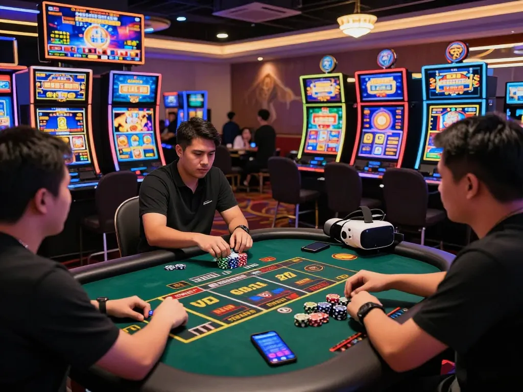Player enjoying link gacor excitement at an online casino with vibrant game displays.