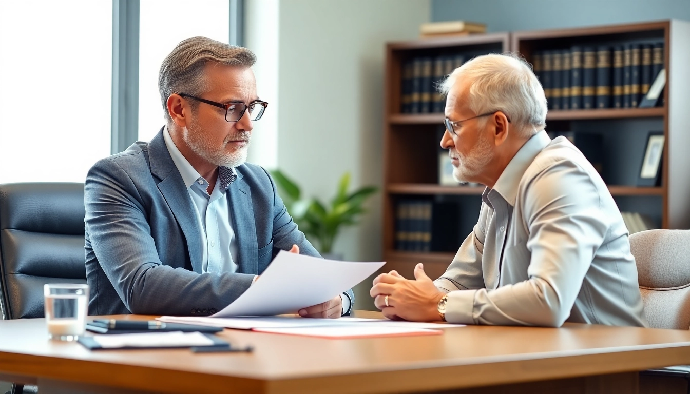 Clearwater truck accident attorney providing expert legal advice to a client in an office setting.