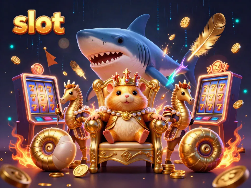 Spin the slot machine with golden hamster king and mystical sea creatures in action.