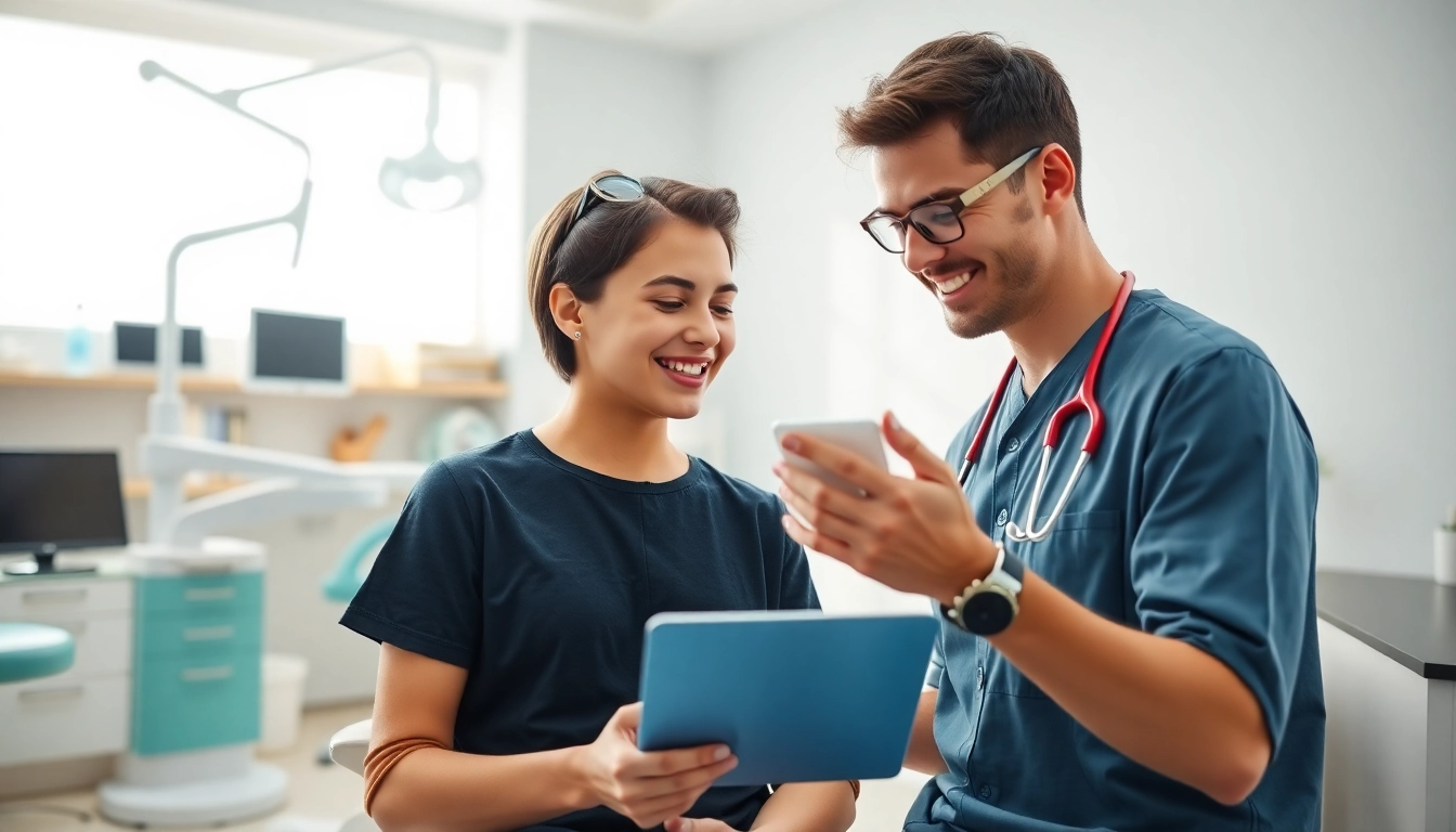 Engaging orthodontist edmonton consulting with a patient in a modern orthodontic clinic.
