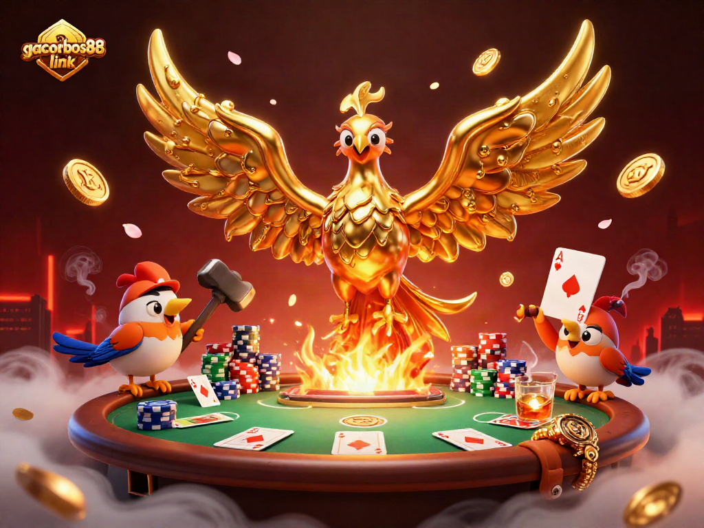 Experience the excitement of gacorbos88 link with a stunning illustration of a winning poker scene.