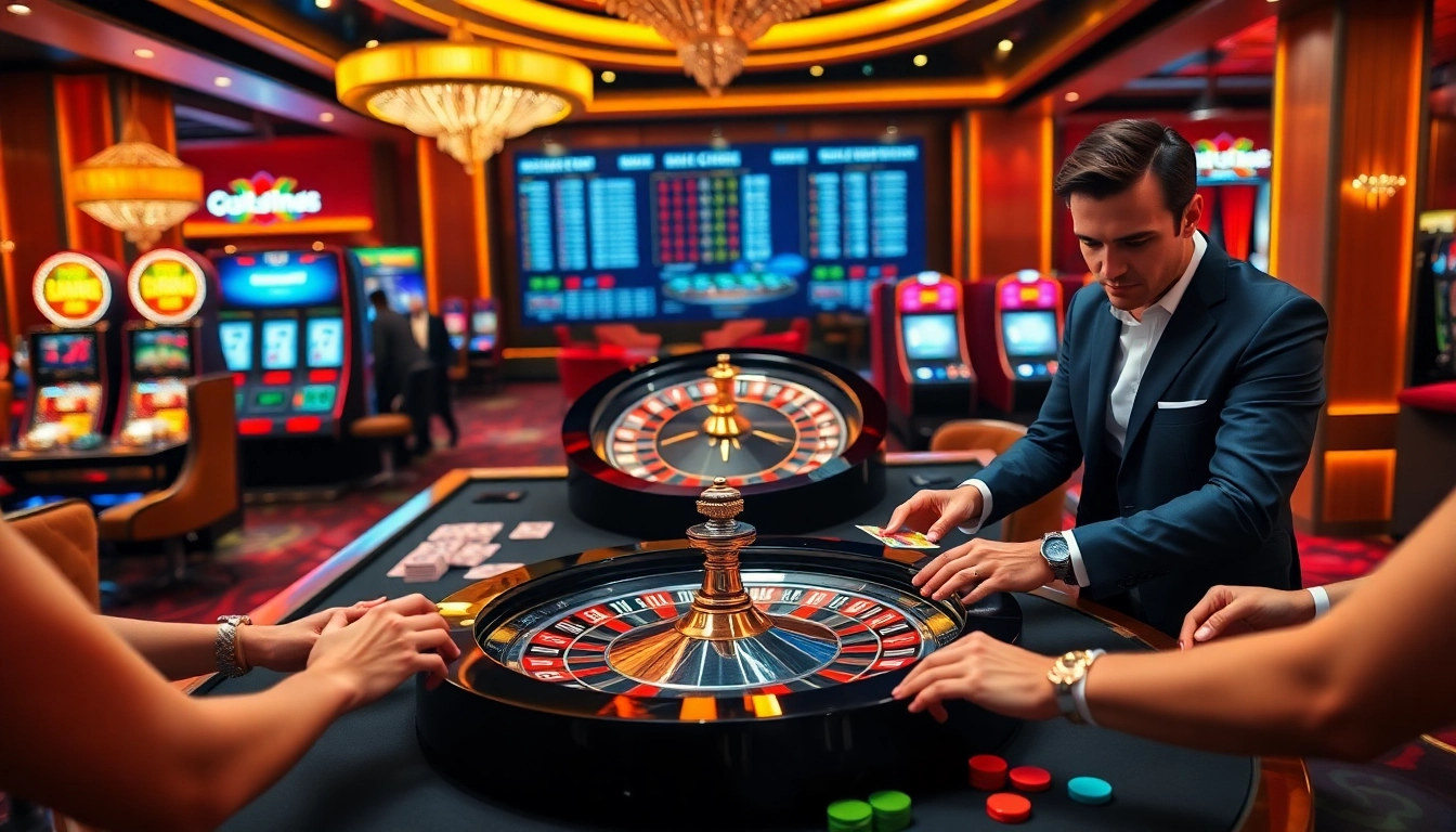Vivez des moments palpitants au casino en ligne france fiable avec des joueurs pariant à une table de poker élégante.