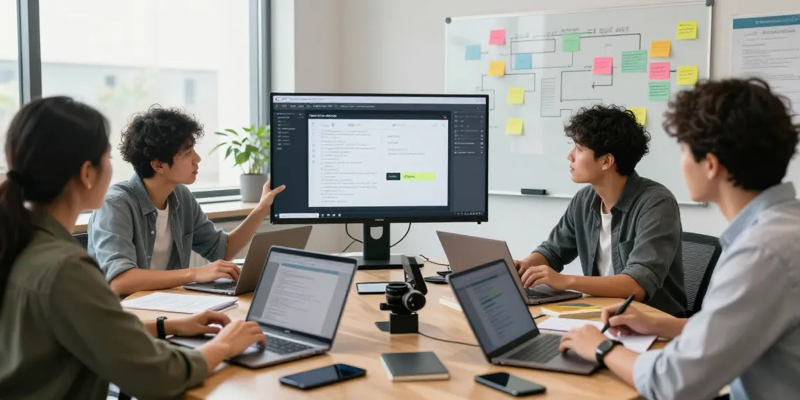 Team collaboration in a modern office discussing Snipaste官网 features, highlighting innovative screenshot tools.