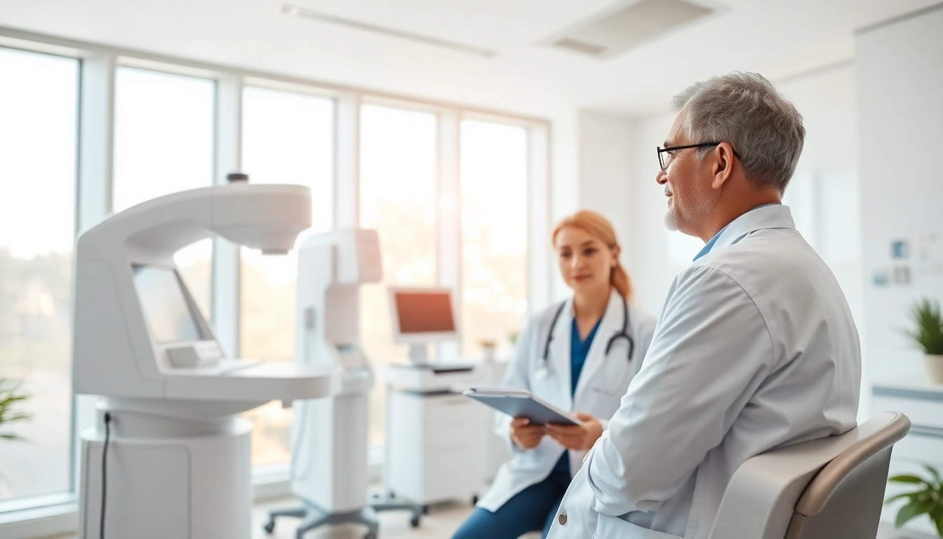 Conducting a health check in Sydney CBD, featuring advanced medical tools and a welcoming atmosphere.