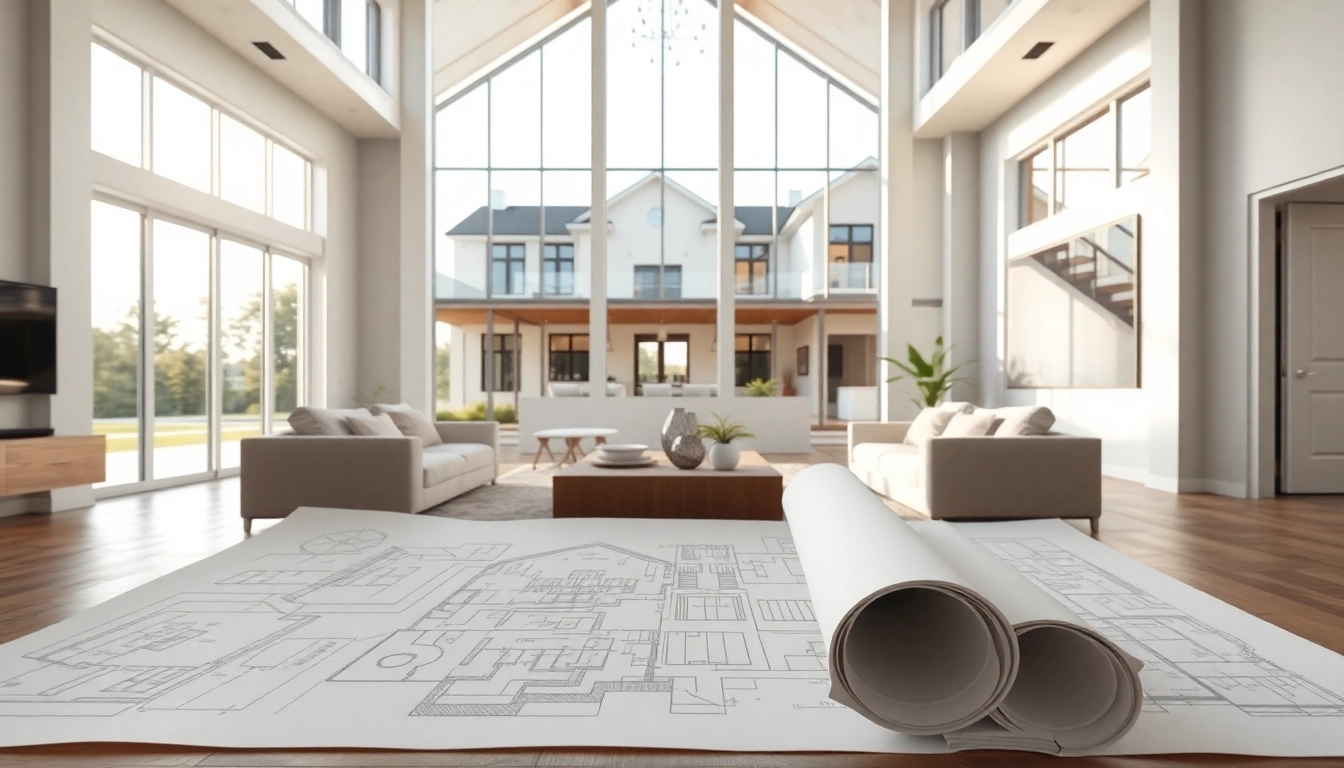 Showcasing custom residential architecture services with innovative living space design and natural lighting.
