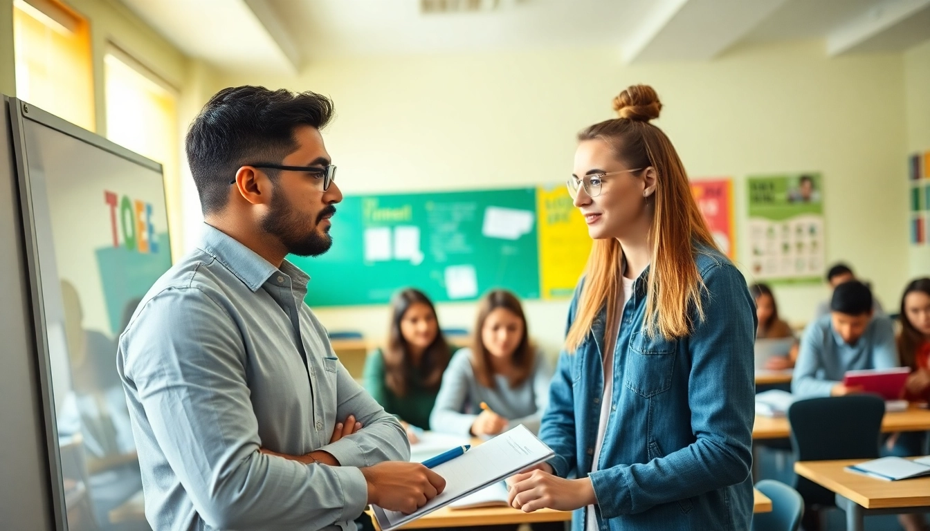 Providing toefl expert help in a vibrant classroom setting with a professional tutor.