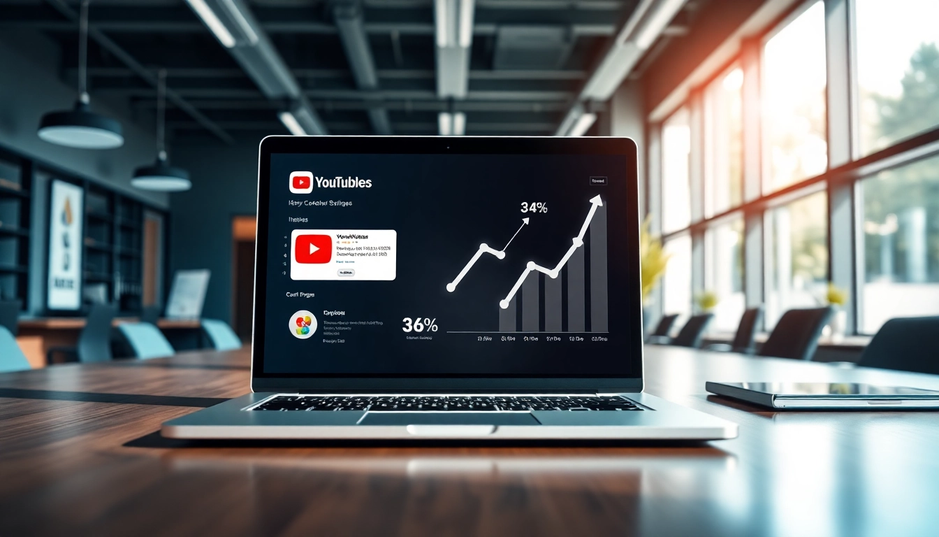 youtube 再生回数 購入を通じて成長するYouTubeアナリティクスを表示したラップトップ。