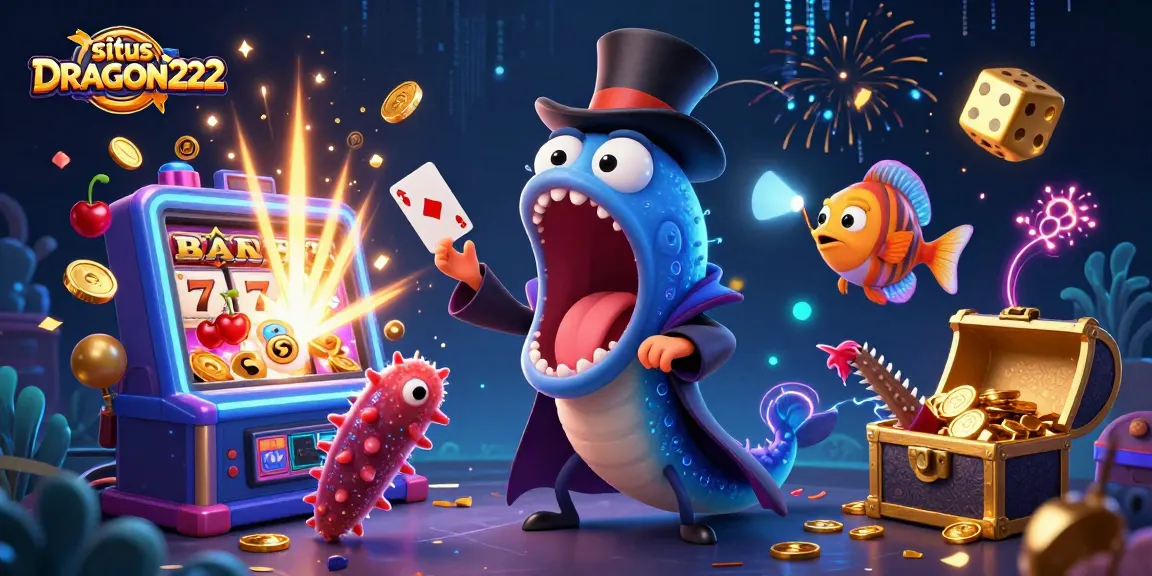 Experience the excitement of situs DRAGON222 with stunning visuals of animated sea creatures and casino elements.