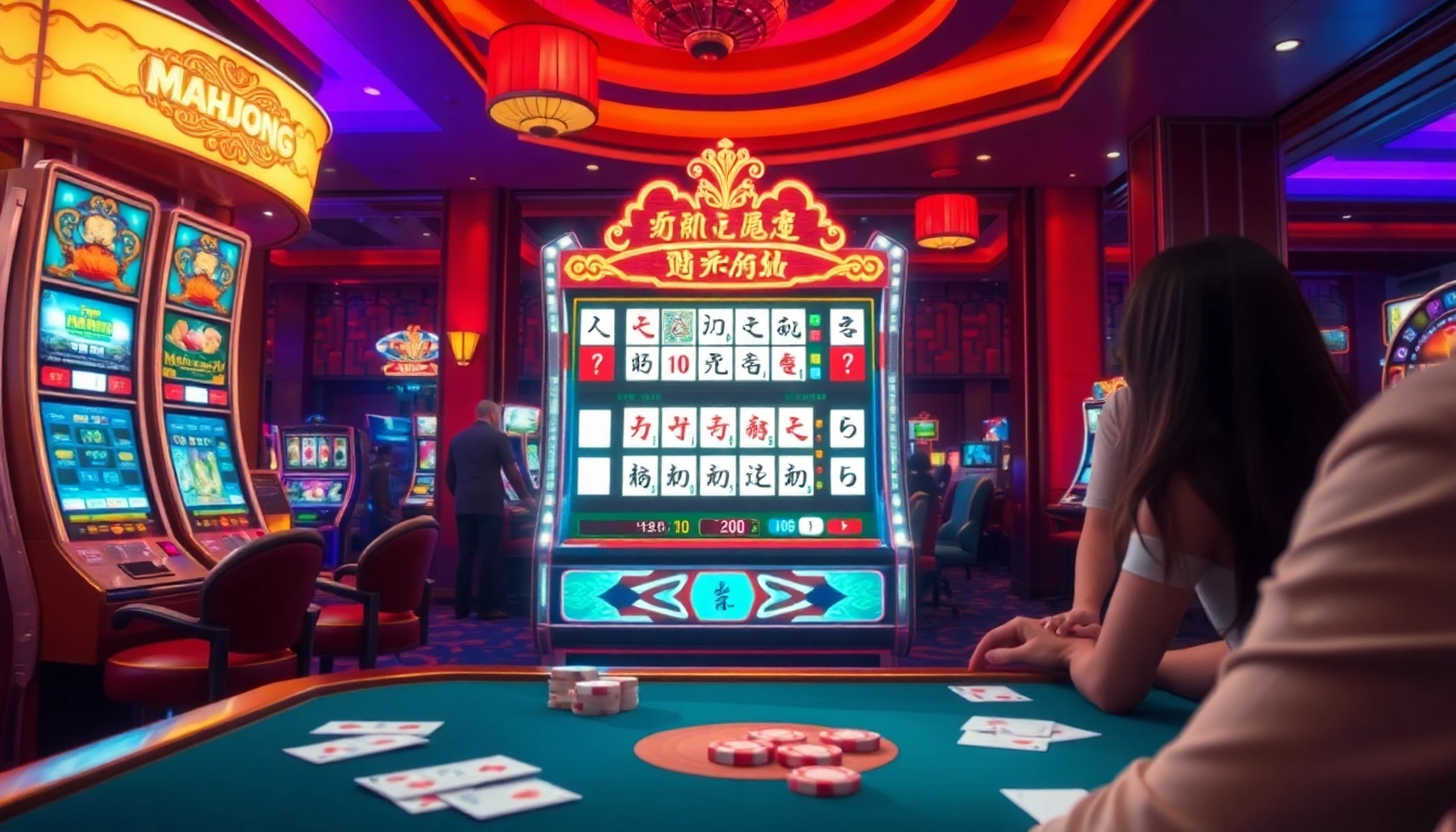 Experience the excitement of a mahjong slot demo within a vibrant casino ambiance.