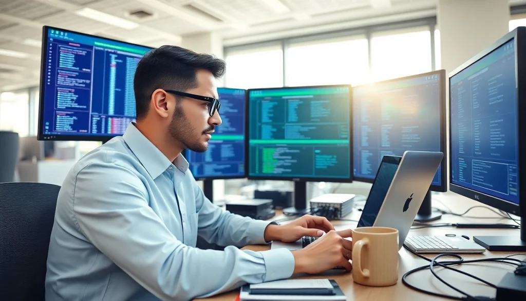 Optimize remote patching and monitoring for endpoints with a professional technician in an advanced tech setup.