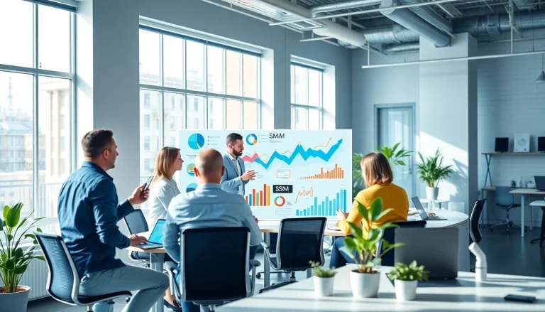 Explore smm services in a vibrant digital marketing agency workspace.