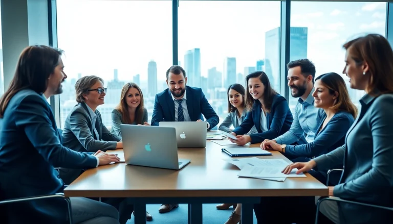 Servizio Fotografico Aziendale che ritrae un team professionale collaborativo in un ufficio moderno.