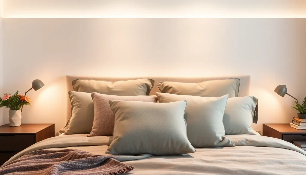 I cuscini per letto presentano colori eleganti e texture morbide, ideali per un letto accogliente.