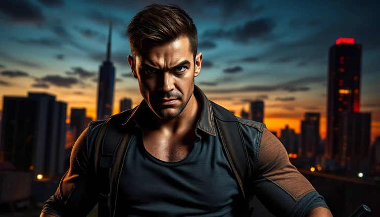 Action-packed scene depicting a protagonist better than Reacher in an urban setting, showcasing intensity and drama.