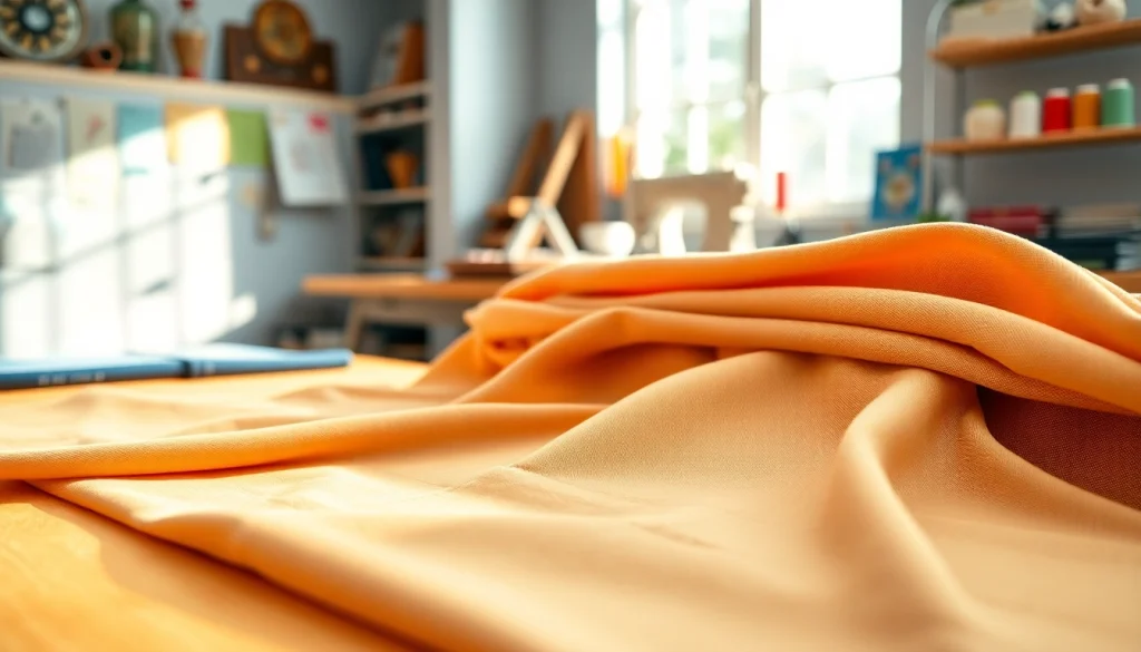 Katoen stoffen op een kleurrijke werktafel met verschillende texturen en een creatieve sfeer.