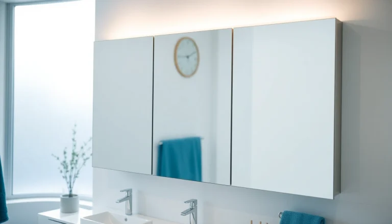 Der sonni Spiegelschrank mit eleganten LED-Lichtern in einem modernen Badezimmer.