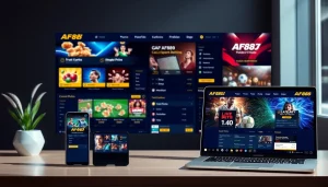 Explore the dynamic online gaming interface at af88.com, showcasing vibrant casino graphics and user-friendly navigation.