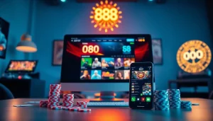 Exciting online gaming with 888 new platform showcasing vibrant casino graphics.