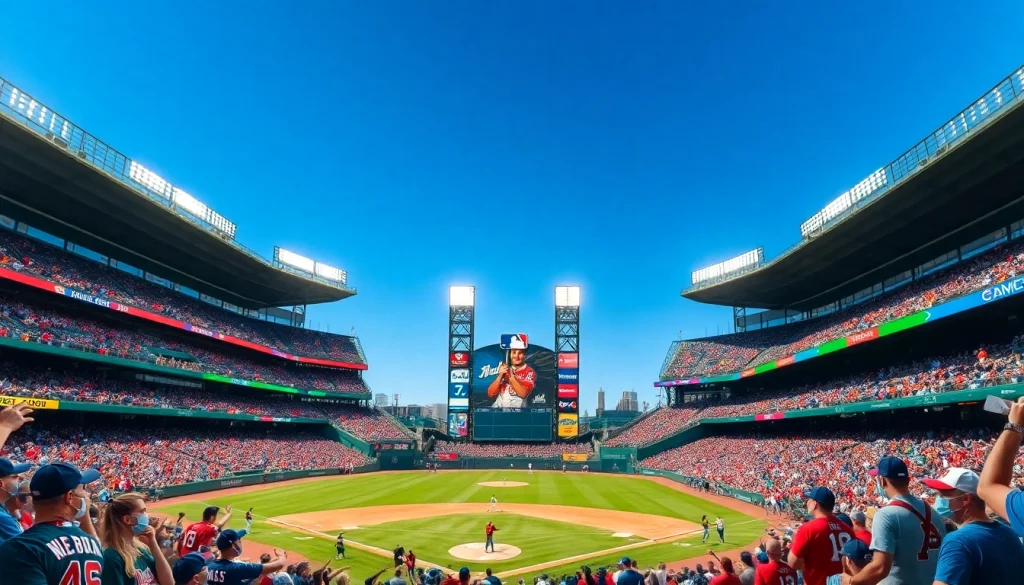 mlb중계 중인 직관하는 관중들 모습