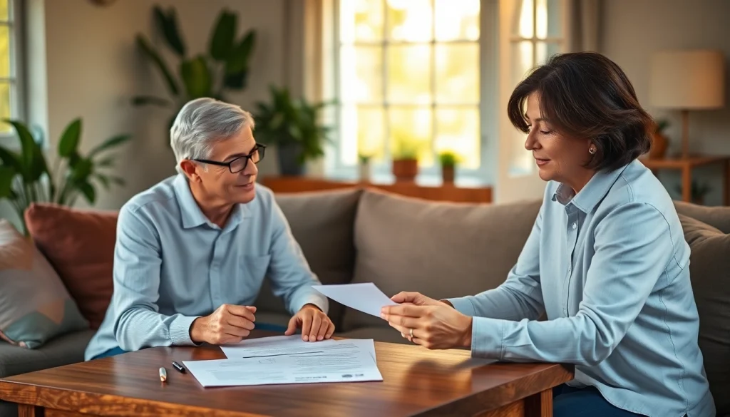 Couple discussing Life insurance options at home, enhancing financial security.