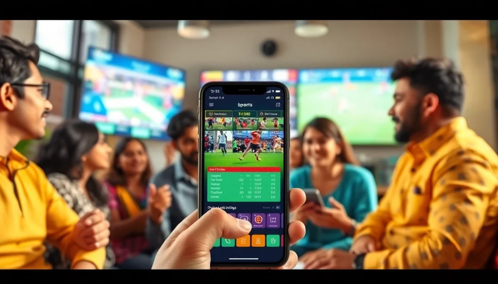 Friends enjoy using the best online sportsbooks India on smartphones, discussing odds and strategies.