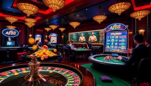 Players enjoying thrilling games at AF88 casino, featuring roulette and slot machines.