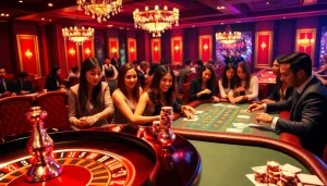 Experience the thrill of Marvelbet with a luxurious casino setting, featuring poker tables and roulette.